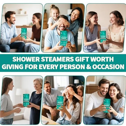 Organic Eucalyptus & Menthol Shower Steamers - 8 Pack Aromatherapy Basket Set for Mom, Wife, Teacher Appreciation Gifts