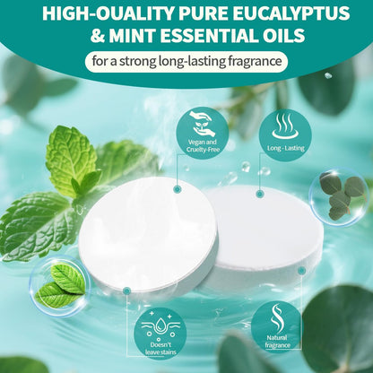Organic Eucalyptus & Menthol Shower Steamers - 8 Pack Aromatherapy Basket Set for Mom, Wife, Teacher Appreciation Gifts