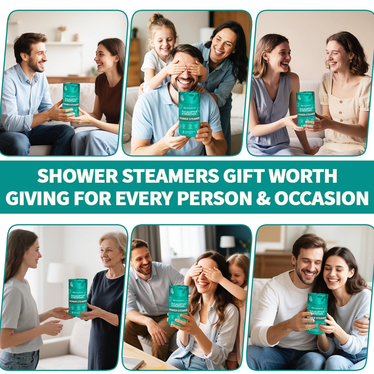 Organic Eucalyptus & Menthol Shower Steamers - 8 Pack Aromatherapy Basket Set for Mom, Wife, Teacher Appreciation Gifts - görsel 18