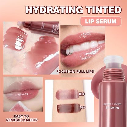 Pakivs 4 Colors Jelly Tinted Lip Serum Gloss - Hydrating, Plumping, Long-Lasting Moisturizing Lip Glaze with Polypeptide, Non-Sticky Glossy Finish