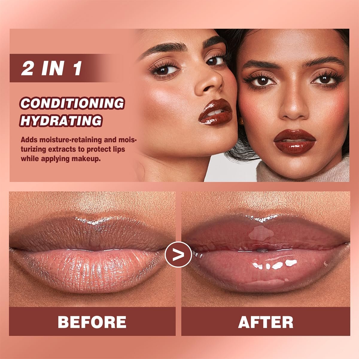 Pakivs 4 Colors Jelly Tinted Lip Serum Gloss - Hydrating, Plumping, Long-Lasting Moisturizing Lip Glaze with Polypeptide, Non-Sticky Glossy Finish - görsel 7