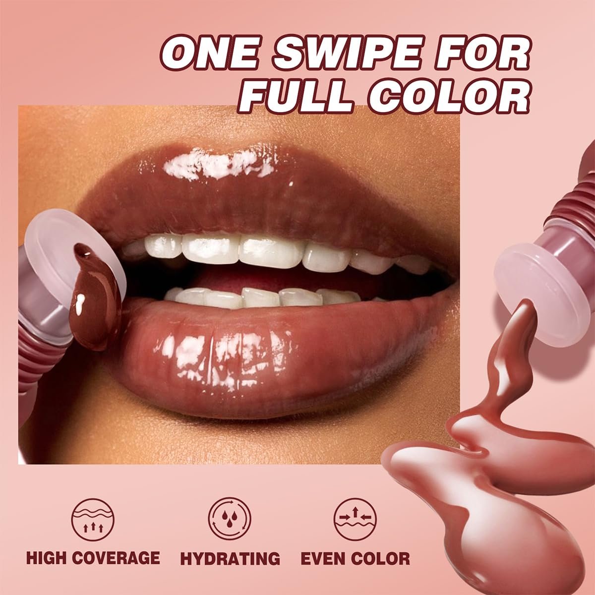 Pakivs 4 Colors Jelly Tinted Lip Serum Gloss - Hydrating, Plumping, Long-Lasting Moisturizing Lip Glaze with Polypeptide, Non-Sticky Glossy Finish - görsel 5