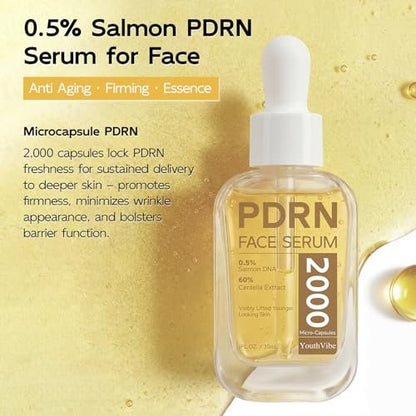 YouthVibe 0.5% PDRN Serum for Face – Anti-Aging Salmon DNA Serum with Hyaluronic Acid, Niacinamide & Squalane, Firming & Hydrating, Helps Smooth Fine Lines & Wrinkles, 30mL Avelisse