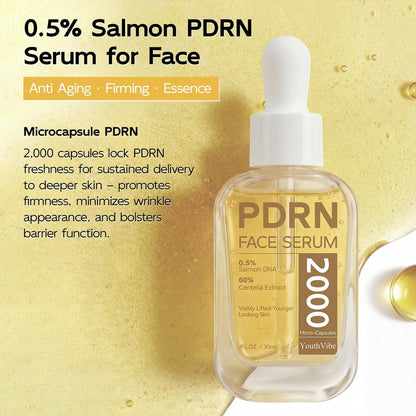 YouthVibe 0.5% PDRN Serum for Face – Anti-Aging Salmon DNA Serum with Hyaluronic Acid, Niacinamide & Squalane, Firming & Hydrating, Helps Smooth Fine Lines & Wrinkles, 30mL Avelisse