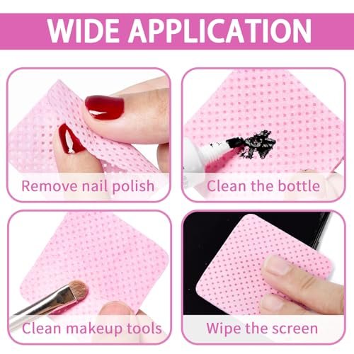400pcs Lint Free Nail Wipes Kit with Acetone Pump Dispenser - SHEERBLISS Gel Nail Polish Remover Wipes for Salon & Home Use - görsel 10