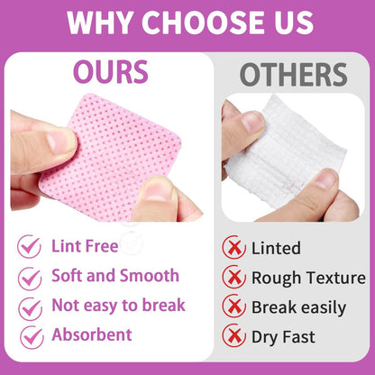 400pcs Lint Free Nail Wipes Kit with Acetone Pump Dispenser - SHEERBLISS Gel Nail Polish Remover Wipes for Salon & Home Use