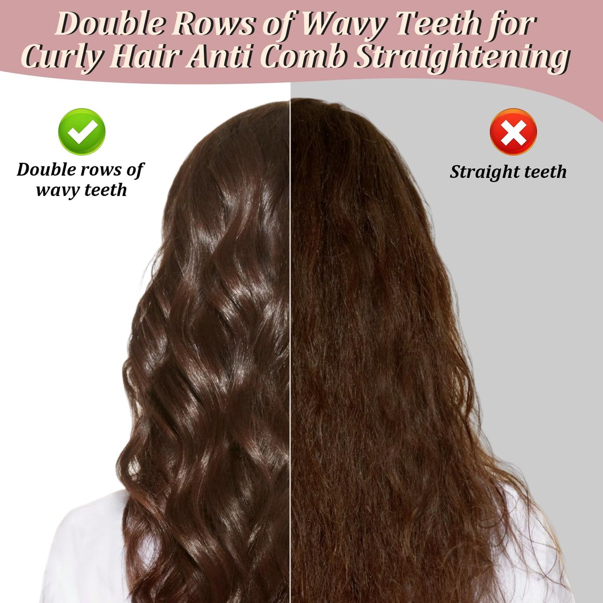 2-Pack Wide Tooth Comb for Curly Hair - Detangling Brush with Double-Layer Wavy Teeth & Ergonomic Handle for Long/Thick Wet/Dry Hair - Travel Curl Comb for Women, Men, Girls - görsel 7