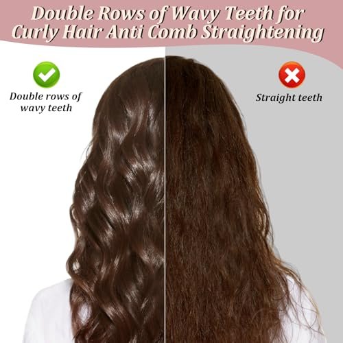 2-Pack Wide Tooth Comb for Curly Hair - Detangling Brush with Double-Layer Wavy Teeth & Ergonomic Handle for Long/Thick Wet/Dry Hair - Travel Curl Comb for Women, Men, Girls - görsel 8