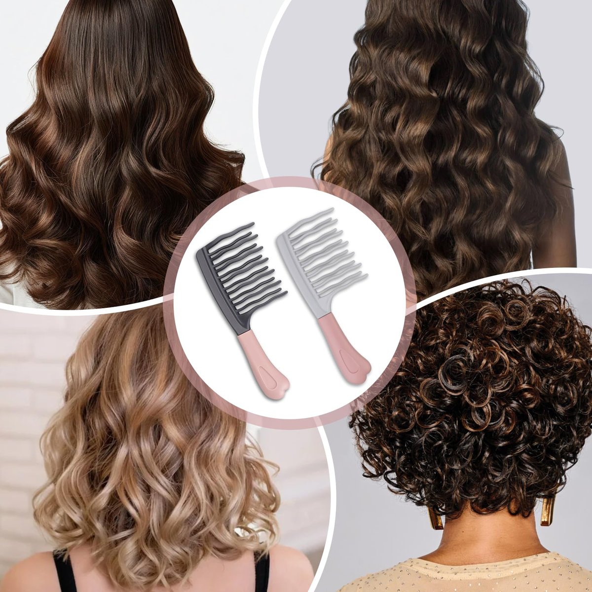 2-Pack Wide Tooth Comb for Curly Hair - Detangling Brush with Double-Layer Wavy Teeth & Ergonomic Handle for Long/Thick Wet/Dry Hair - Travel Curl Comb for Women, Men, Girls - görsel 13