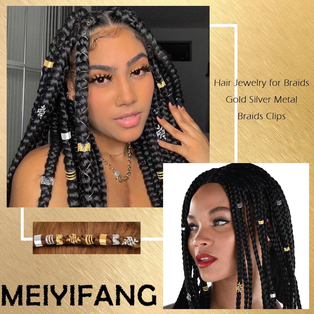 40-Piece Hair Jewelry Set for Braids - Gold & Silver Metal Braids Clips & Dreadlock Accessories for Women and Girls - görsel 7