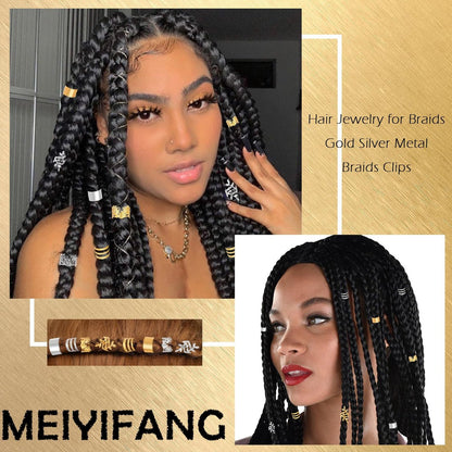 40-Piece Hair Jewelry Set for Braids - Gold & Silver Metal Braids Clips & Dreadlock Accessories for Women and Girls