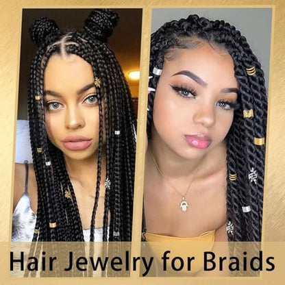 40-Piece Hair Jewelry Set for Braids - Gold & Silver Metal Braids Clips & Dreadlock Accessories for Women and Girls