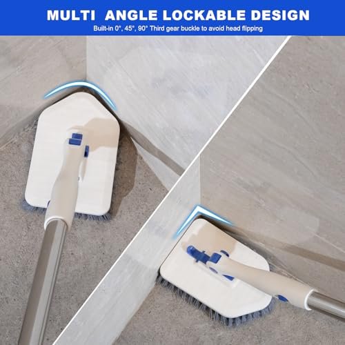Keleekelin 52-inch Adjustable Long Handle Tile Tub Scrubber Brush - 3-in-1 Rotatable Shower Brush with 3 Replacement Heads for Tub, Tile, Bathroom, Kitchen Walls (Blue) - görsel 11