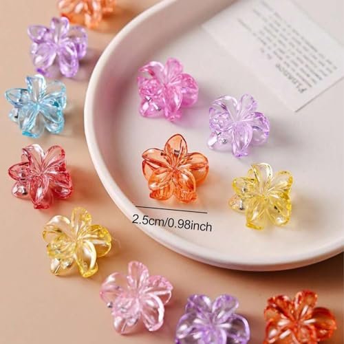 50 Pcs Small Flower Hair Clips for Women - Hawaiian Mini Plumeria & Hibiscus Hair Claw Clips, Multicolor Plastic Hair Accessories - görsel 6