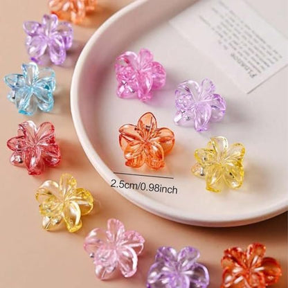 50 Pcs Small Flower Hair Clips for Women - Hawaiian Mini Plumeria & Hibiscus Hair Claw Clips, Multicolor Plastic Hair Accessories