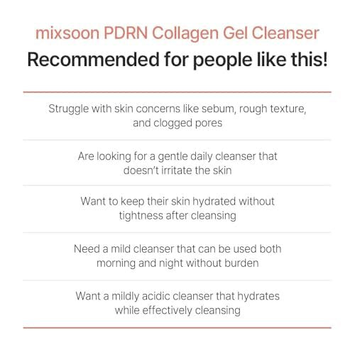 mixsoon PDRN Collagen Gel Cleanser – Deep Pore Cleansing, Lightweight Daily Gel Cleanser for All Skin Types, 100ml / 3.38 fl.oz. Avelisse