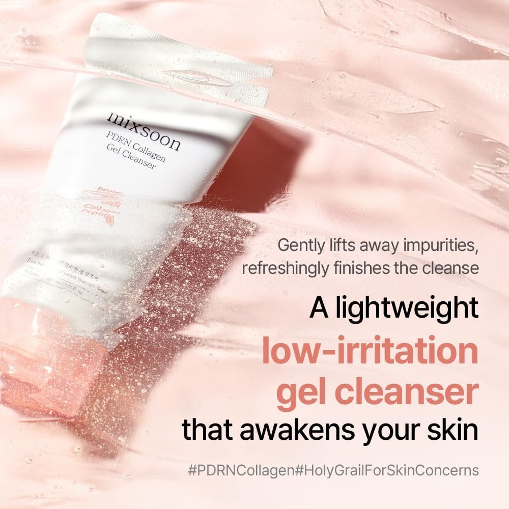 mixsoon PDRN Collagen Gel Cleanser – Deep Pore Cleansing, Lightweight Daily Gel Cleanser for All Skin Types, 100ml / 3.38 fl.oz. Avelisse