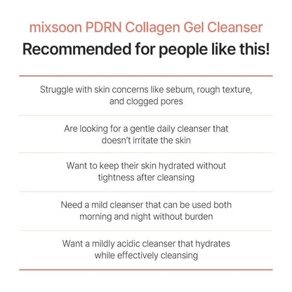 mixsoon PDRN Collagen Gel Cleanser – Deep Pore Cleansing, Lightweight Daily Gel Cleanser for All Skin Types, 100ml / 3.38 fl.oz. Avelisse