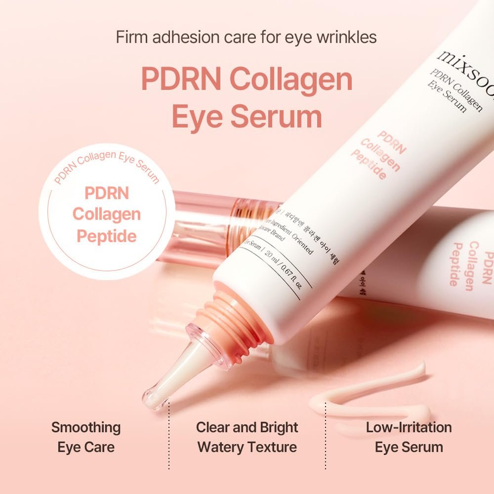 mixsoon PDRN Collagen Eye Serum – Revived Under Eye Serum with Gentle, Smooth Formula for Sensitive Skin, 20ml / 0.68 fl.oz. Korean Glass Skin Care Avelisse