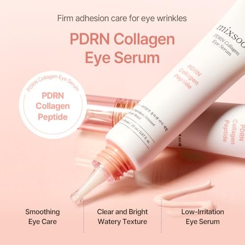 mixsoon PDRN Collagen Eye Serum – Revived Under Eye Serum with Gentle, Smooth Formula for Sensitive Skin, 20ml / 0.68 fl.oz. Korean Glass Skin Care Avelisse