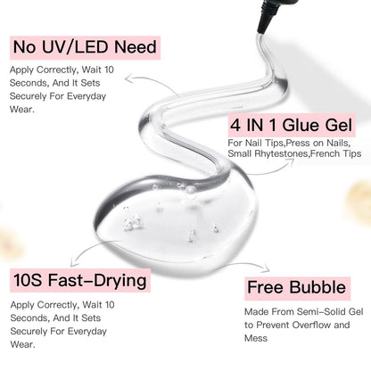 Curvlife 2pcs 10g Semi-Solid Glue Gel and 20ml Pinpoint Glue Remover Kit for Press on Nails - Quick Dry No UV Lamp Needed, Gentle Non-Acetone Remover, Valentine's Day Gifts Avelisse