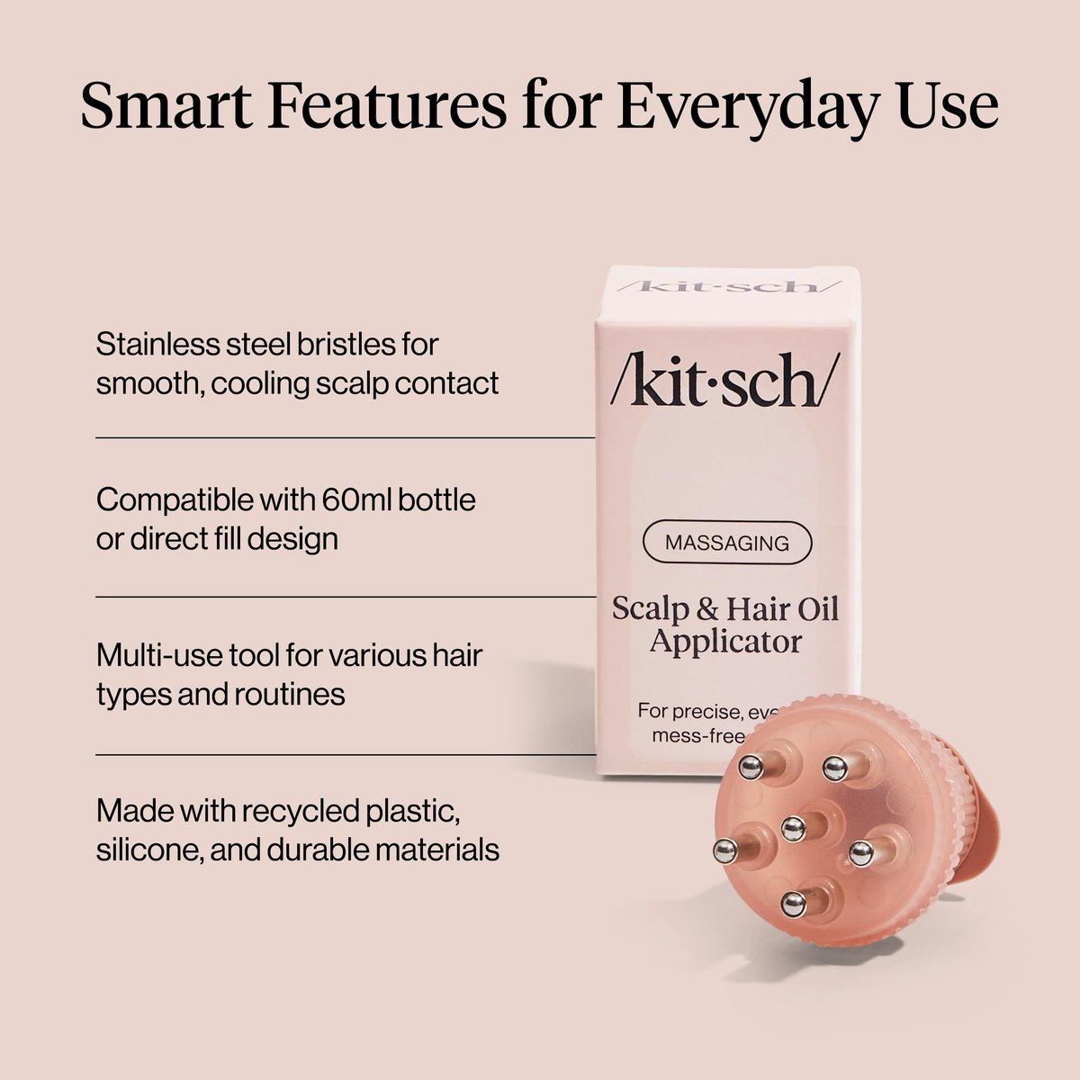 Kitsch Scalp & Hair Oil Applicator – Stainless Steel Bristles for Mess-Free Oiling & Scalp Massage, Precision Hair Care Tool for All Hair Types (Terracotta) - görsel 7