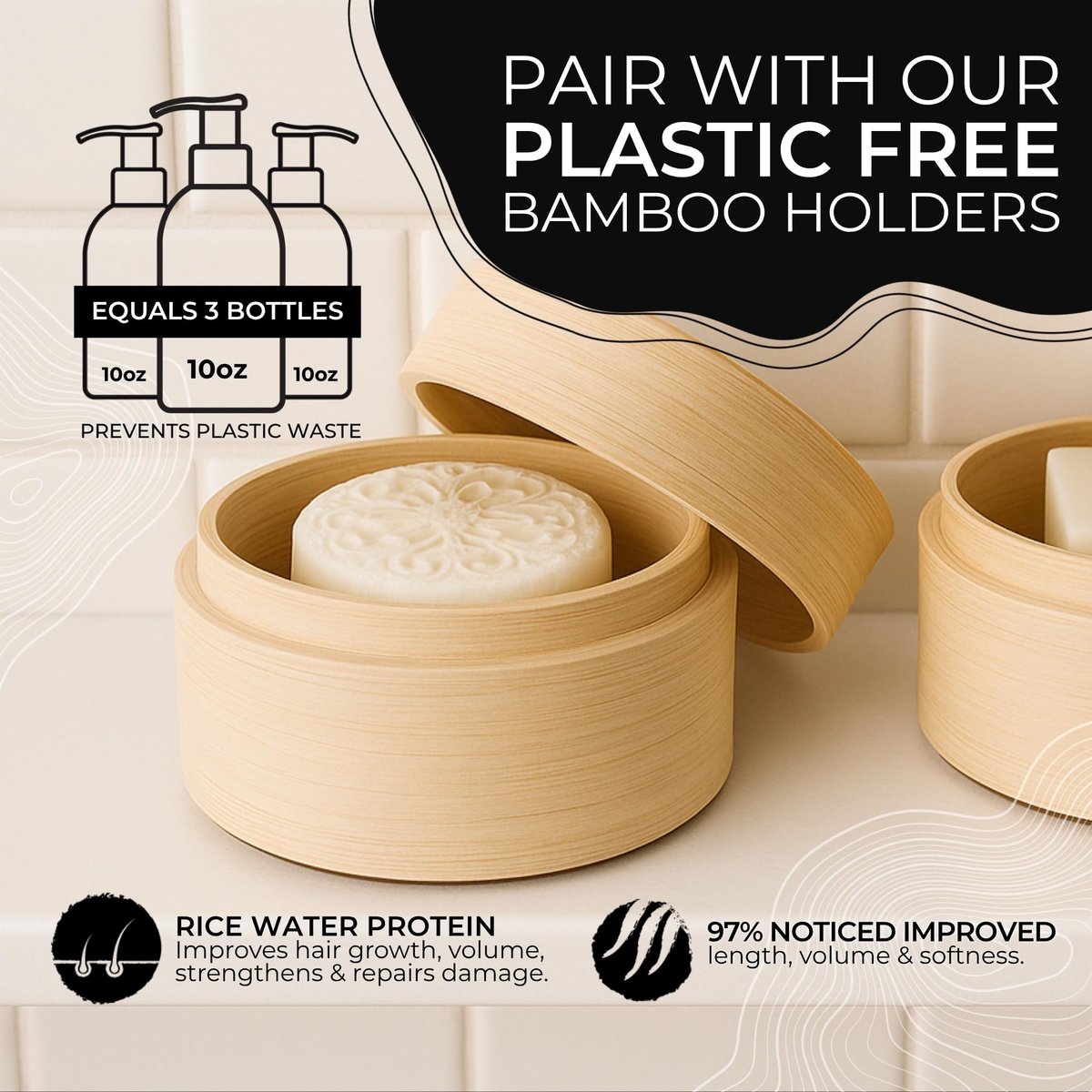 Viori Coconut Advanced Repair Shampoo & Conditioner Bar Set – Longsheng Rice Water & Jojoba Esters – Sulfate-Free, Eco-Friendly Travel Bars for Dry or Damaged Hair Avelisse