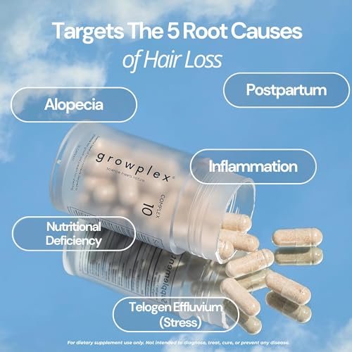 GROWPLEX Complex10 Hair Support Supplement – Biotin, Collagen & 10 Essential Nutrients for Healthy, Stronger-Looking Hair – 30 Capsules for Men & Women Avelisse