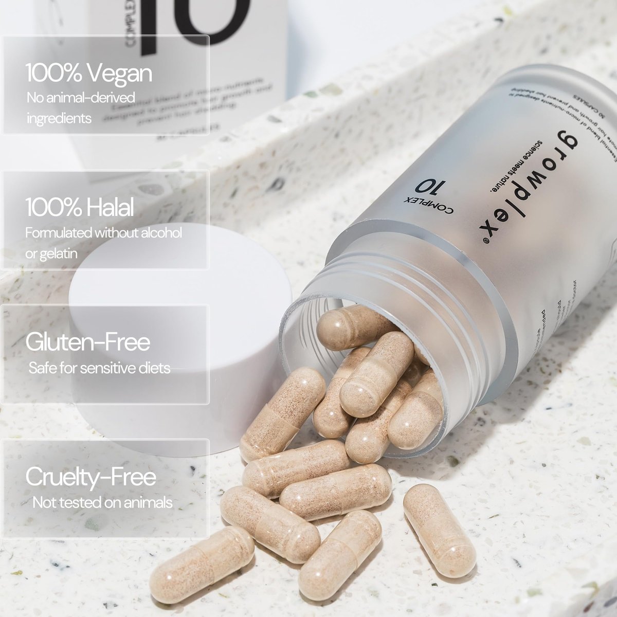 GROWPLEX Complex10 Hair Support Supplement – Biotin, Collagen & 10 Essential Nutrients for Healthy, Stronger-Looking Hair – 30 Capsules for Men & Women Avelisse