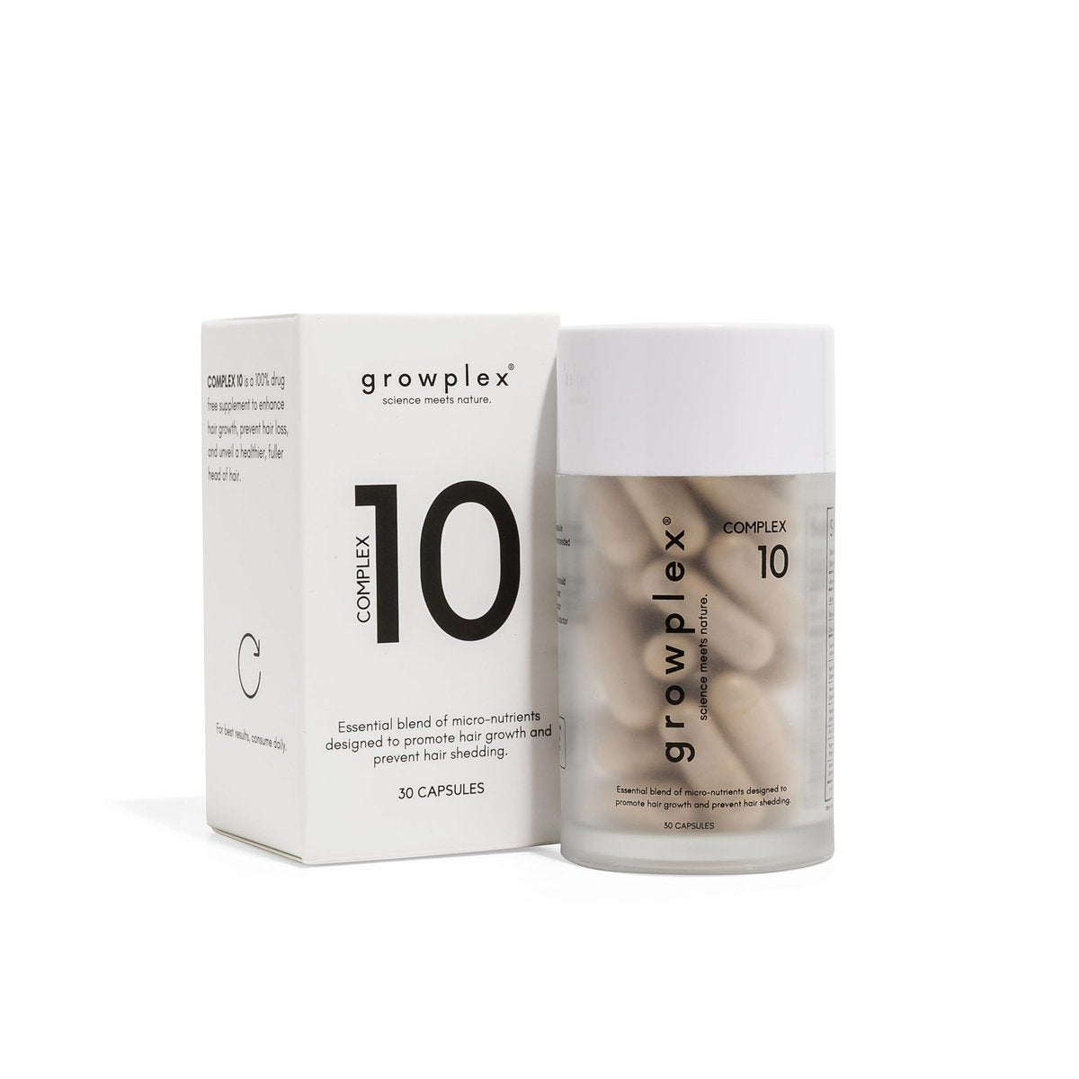 GROWPLEX Complex10 Hair Support Supplement – Biotin, Collagen & 10 Essential Nutrients for Healthy, Stronger-Looking Hair – 30 Capsules for Men & Women Avelisse