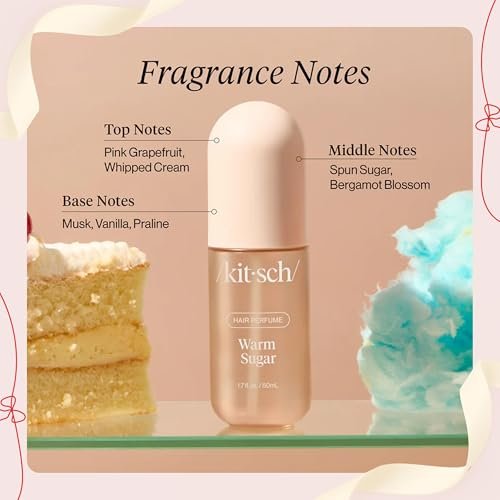 Kitsch Hair Perfume for Women – Warm Sugar & Oak & Amber | Clean, Deodorizing Hair Spray & Body Mist (50mL, 2-Pack) Avelisse