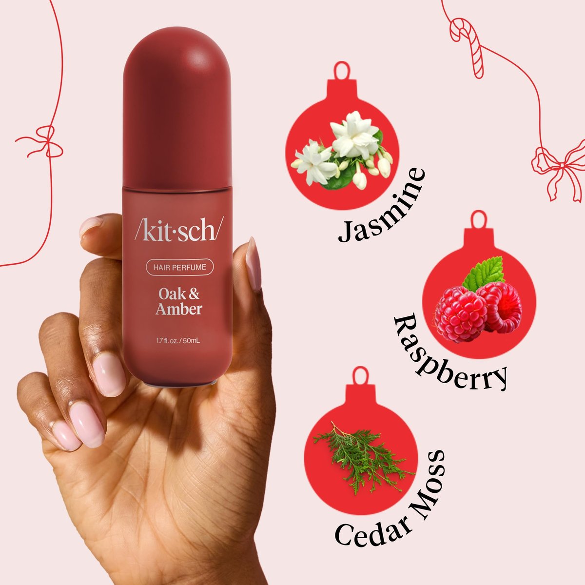 Kitsch Hair Perfume for Women – Warm Sugar & Oak & Amber | Clean, Deodorizing Hair Spray & Body Mist (50mL, 2-Pack) Avelisse
