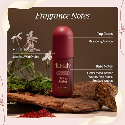 Kitsch Hair Perfume for Women – Warm Sugar & Oak & Amber | Clean, Deodorizing Hair Spray & Body Mist (50mL, 2-Pack) Avelisse