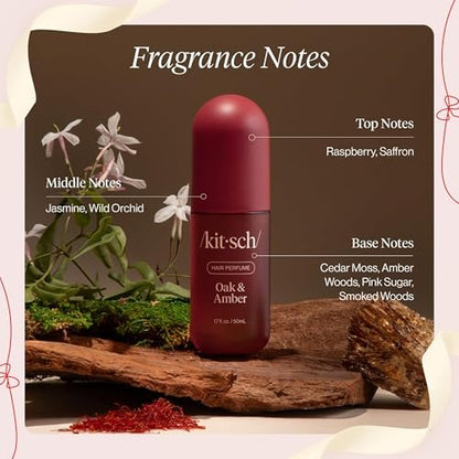 Kitsch Hair Perfume for Women – Warm Sugar & Oak & Amber | Clean, Deodorizing Hair Spray & Body Mist (50mL, 2-Pack) Avelisse