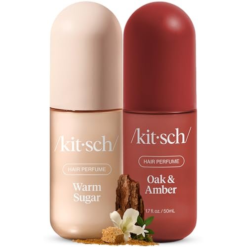 Kitsch Hair Perfume for Women – Warm Sugar & Oak & Amber | Clean, Deodorizing Hair Spray & Body Mist (50mL, 2-Pack) Avelisse