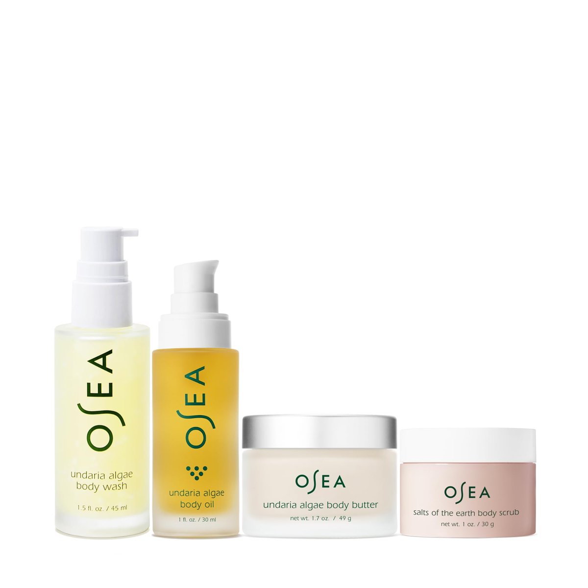 OSEA Bodycare Bestsellers Skincare Set – 4-Piece Body Travel Set (1 oz Each) – Body Oil, Body Butter, Body Scrub & Body Wash Avelisse