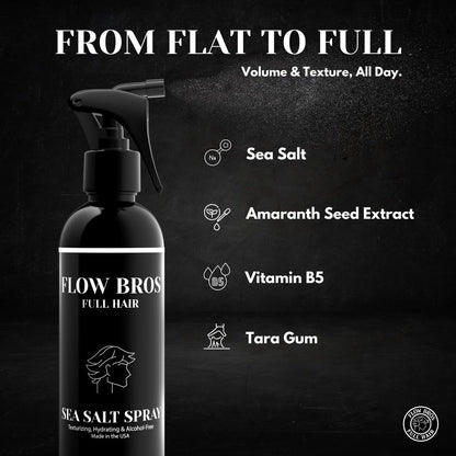 Flow Bros Sea Salt Spray for Hair – Texturizing & Volumizing Sea Salt Spray with Natural Ingredients, Vitamin B5 & Amaranth Seed Extract – Light Natural Finish, Alcohol, Paraben, Phthalate Free – 8oz Avelisse