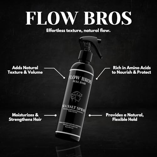 Flow Bros Sea Salt Spray for Hair – Texturizing & Volumizing Sea Salt Spray with Natural Ingredients, Vitamin B5 & Amaranth Seed Extract – Light Natural Finish, Alcohol, Paraben, Phthalate Free – 8oz Avelisse