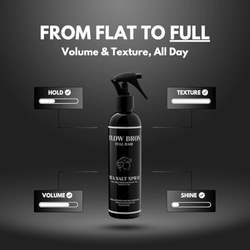 Flow Bros Sea Salt Spray for Hair – Texturizing & Volumizing Sea Salt Spray with Natural Ingredients, Vitamin B5 & Amaranth Seed Extract – Light Natural Finish, Alcohol, Paraben, Phthalate Free – 8oz Avelisse