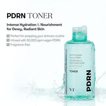 VT COSMETICS PDRN Toner – Hydrating Facial Toner with 50,000ppm Vegan PDRN, Korean Wild Ginseng, Niacinamide & Panthenol – Lightweight, Fragrance-Free, Skin Soothing – 8.45 fl. oz.