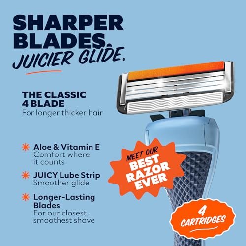 Dollar Shave Club 4-Blade Razor Refills (4 Pack) with Shave Butter 3 oz – Swift Rinse Blades for Men Avelisse