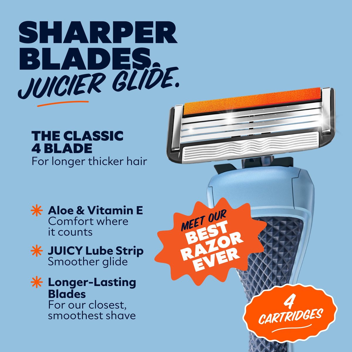 Dollar Shave Club 4-Blade Razor Refills (4 Pack) with Shave Butter 3 oz – Swift Rinse Blades for Men Avelisse