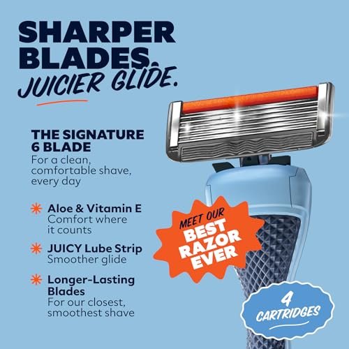 Dollar Shave Club 6-Blade Razor Refills (4-Pack) + Shave Butter 3 oz – Close, Comfortable Shave for Men Avelisse