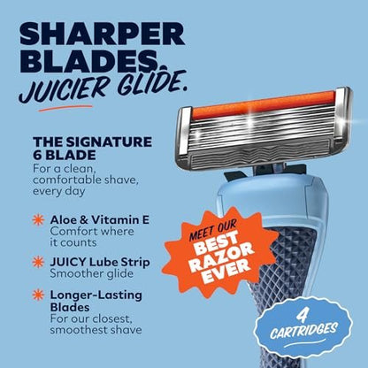 Dollar Shave Club 6-Blade Razor Refills (4-Pack) + Shave Butter 3 oz – Close, Comfortable Shave for Men Avelisse