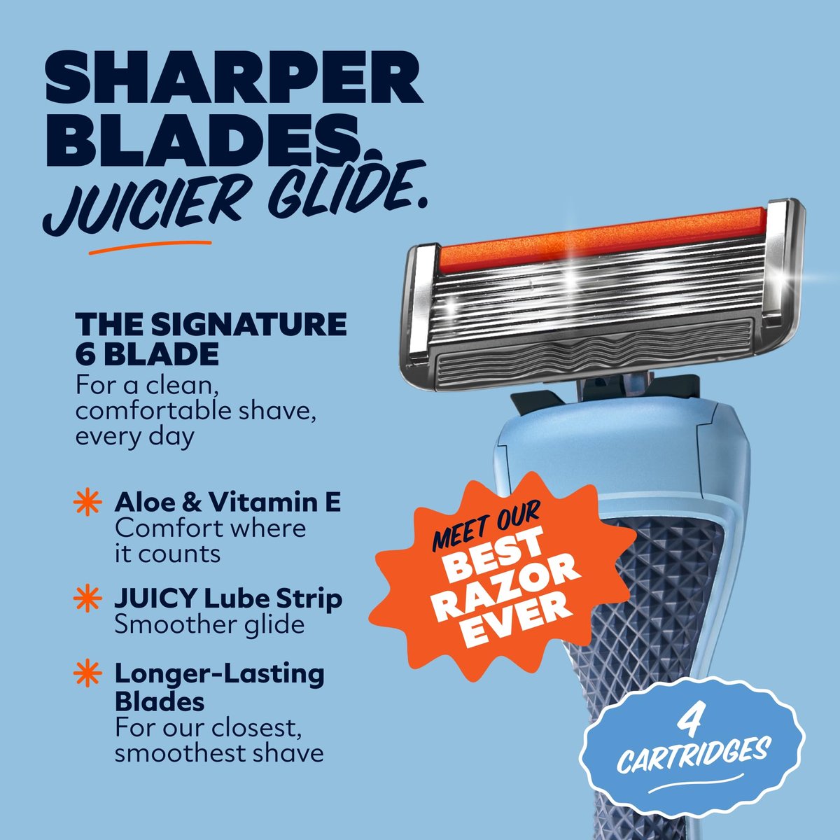Dollar Shave Club 6-Blade Razor Refills (4-Pack) + Shave Butter 3 oz – Close, Comfortable Shave for Men Avelisse