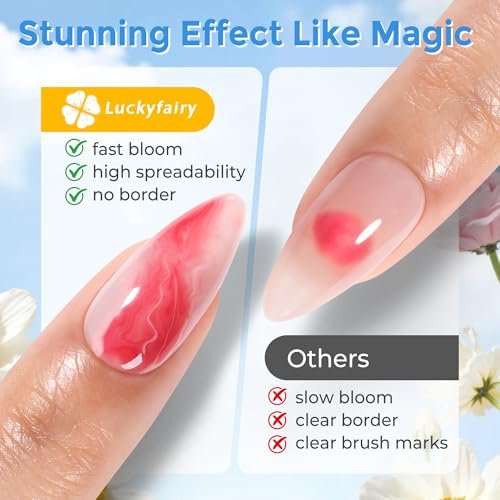 Luckyfairy Blooming Gel Nail Polish Clear - 15ml Nail Blooming Gel for Spreading Effects, Marble Watercolor & Floral Nail Art - görsel 12