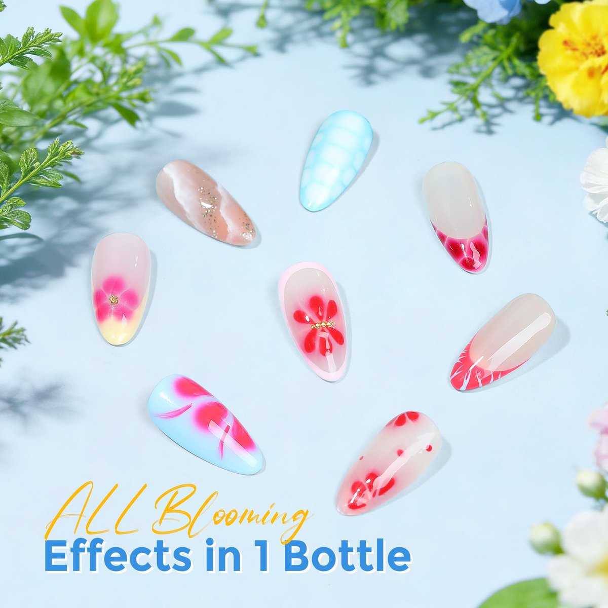 Luckyfairy Blooming Gel Nail Polish Clear - 15ml Nail Blooming Gel for Spreading Effects, Marble Watercolor & Floral Nail Art - görsel 15