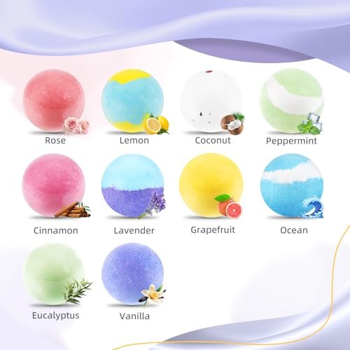 TranquilBliss Bath Bombs for Women – 50 PCS Set with 10 Rich Scents, Natural Moisturizing Bath Bombs, Perfect Gift for Mom, Wife, Her Avelisse