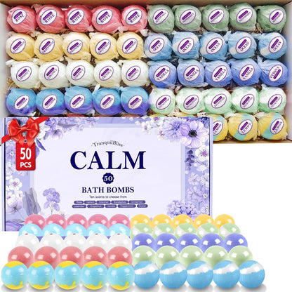 TranquilBliss Bath Bombs for Women – 50 PCS Set with 10 Rich Scents, Natural Moisturizing Bath Bombs, Perfect Gift for Mom, Wife, Her Avelisse