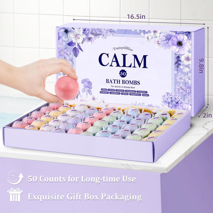 TranquilBliss Bath Bombs for Women – 50 PCS Set with 10 Rich Scents, Natural Moisturizing Bath Bombs, Perfect Gift for Mom, Wife, Her Avelisse